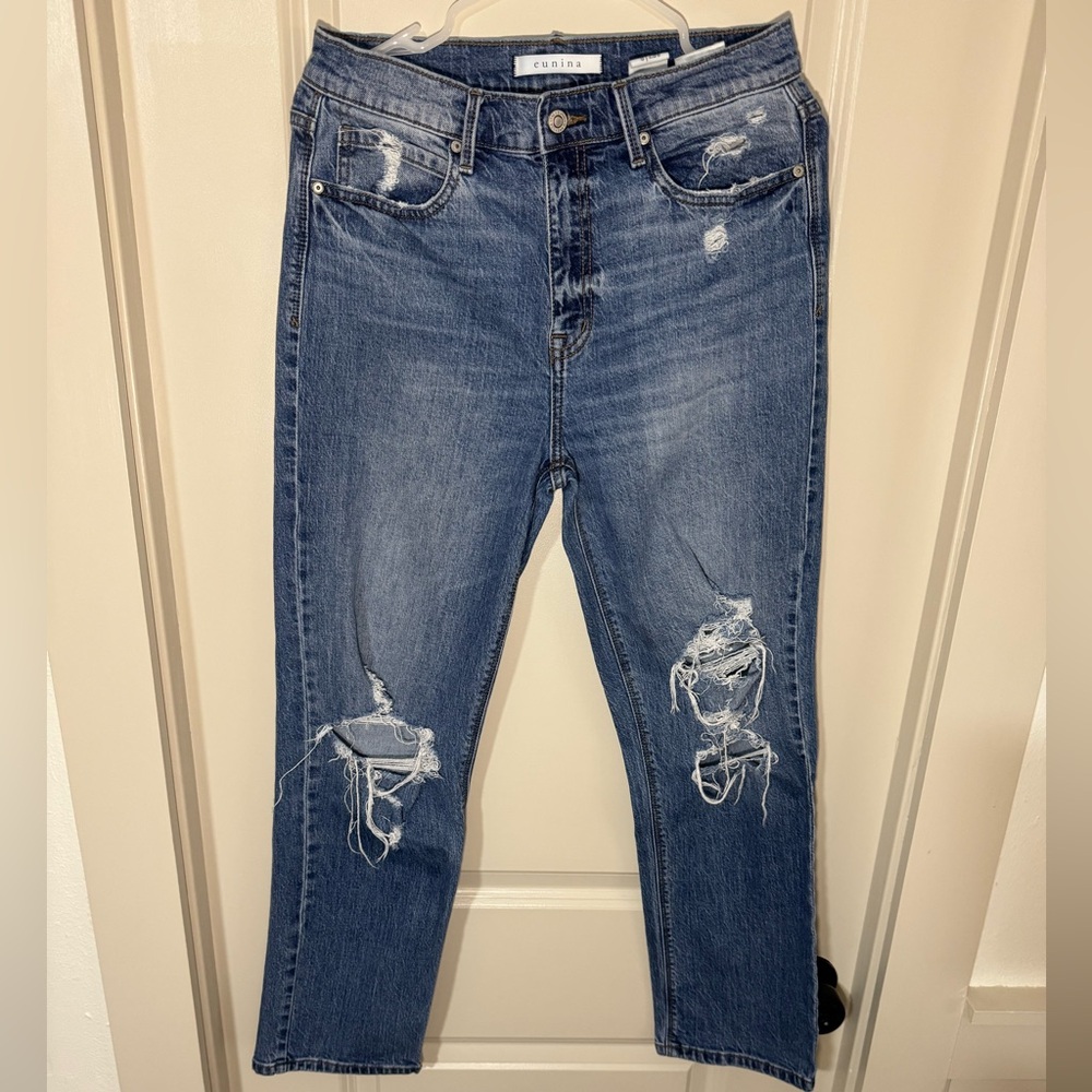 Eunina Olsen Distressed Super High Rise Straight Leg Jeans Size 9/29